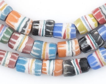 45 Multicolor Strawstack Beads - Ghana Krobo Beads - Ghanaian Necklace - Powderglass Beads - African Necklace - Boho Beads (SAND-MIX-MIX-75)