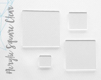 50 Clear Acrylic Square Blanks ( Select size ) 1/8" or 1/16" Thick - laser cut With Polished Edges Plexiglass