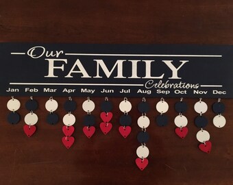 Mothers Day, Wood Calendar, Gift, Family Birthday Board, Family Celebrations, Birthday Board, Family Birthday Sign, Birthday Calendar