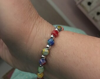 Colored Floral Beaded Bracelet