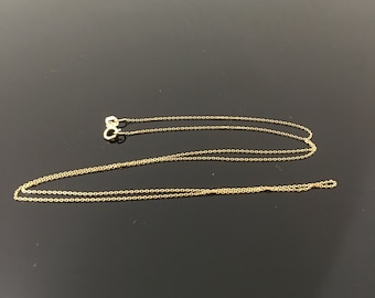 16 Inch 18 Inch 20 Inch Cable Link Yellow Gold Chain- 14K Yellow Gold Diamond Cut Cable Link Chain with Spring Ring Clasp- Cable Link Chain
