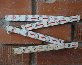 Vintage Stanley Zig Zag Folding 6 foot Ruler, Collapsible Engineering Measuring Stick, Metal Hinged Joints, Stanley #816, Industrial Decor