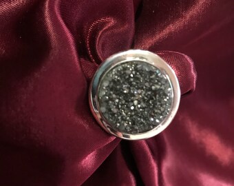 Sterling silver and druzy ring