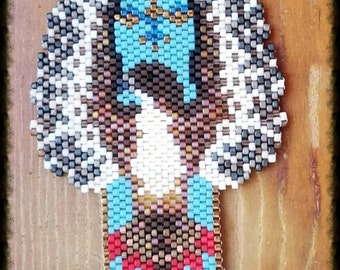 Red Tail Hawk Hand Beaded Bracelet