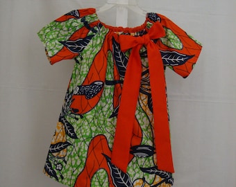 Ankara Print Girls Peasant Dress