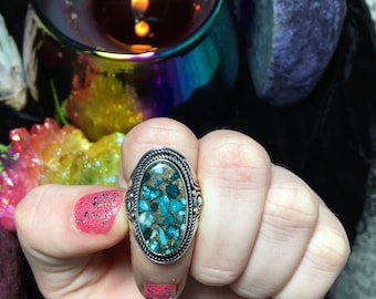 Turquoise in Copper Ring, Size 6.5 (925 Stamped)