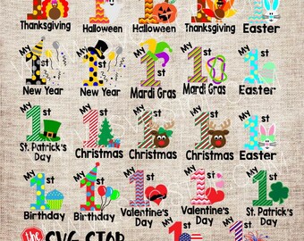 Baby's First Holidays Bundle SVG, DXF, PNG, Jpg, Eps Cuttable and Printable Clipart Designs for Silhouette, Cricut, Sublimation Printing