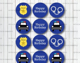 Printable Cupcake Toppers, Policeman, Police Car, Police Badge, Hero, Police Department, Police Party, Decorations, DIY, INSTANT DOWNLOAD