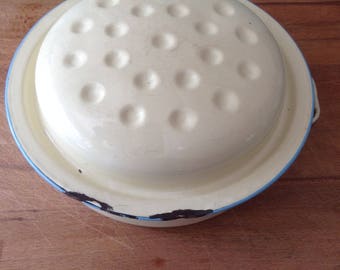 Enamel, Vintage, Tin, Kitchen, Roasting Tin, Lidded, Kitchenalia