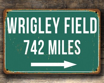 PERSONALIZED WRIGLEY FIELD Distance Sign, Wrigley Field Stadium, Wrigley Field Miles, Personalized Cubs, Cubs Gifts, Cubs Sign, Custom Cubs
