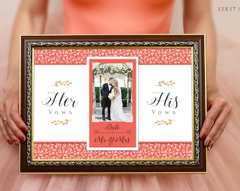 Wedding Vow Art, Framed Wedding Vows, Wedding Vow Keepsake, Wedding Vow Framed, Wedding Vow Print