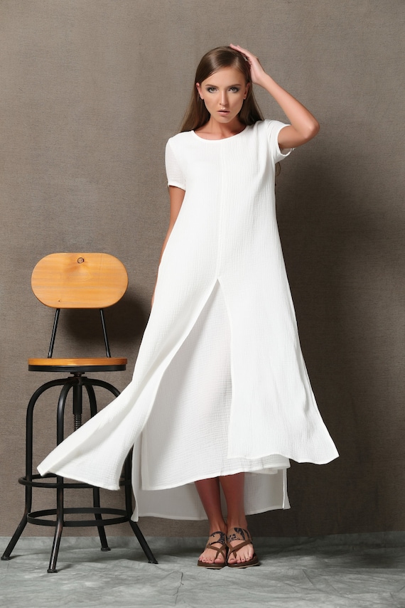 Cotton dress linen dress woman dress white dress summer