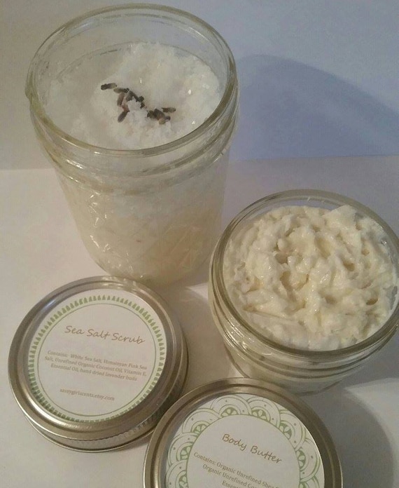 Sea Salt Scrub Whipped Shea Butter Gift Set Coconut Oil
