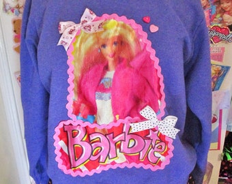 Barbie sweatshirt purple 80s party pastel sweater fairy kei 90s fashion shirt size extra large XL 2X