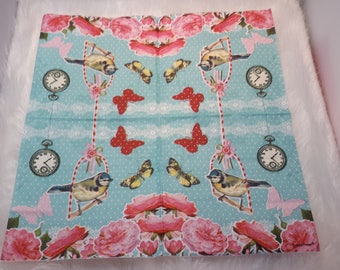 Set of 2 paper napkins with birds