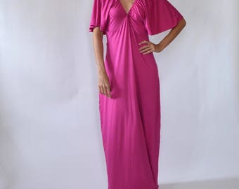 Dress / fuchsia dress / hot pink dress / long dress / maxi dress / dress with sleeves / gatsby dress / flapper dress / 1920s dress / prom