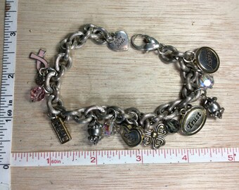 Vintage 9" Bracelet Hearts Cancer Awareness Used