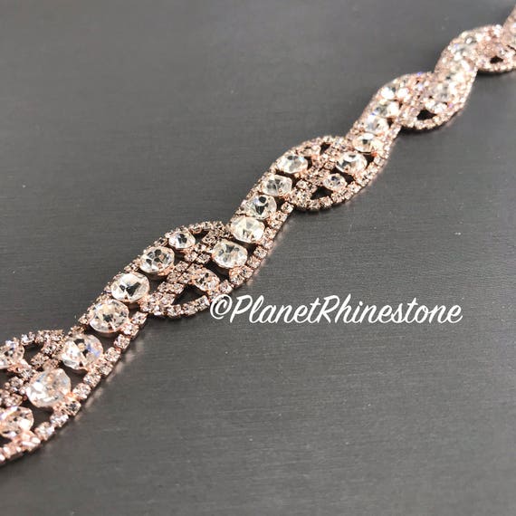 Rose Gold Rhinestone Trim #0105