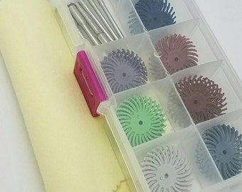 30 Pieces of Radial Bristle Disc Brushes Assortment and Mandrels Combo Kit. 24 Pieces of 80-2000 Grit and 6 Mandrels size 3/32" and 1/8"