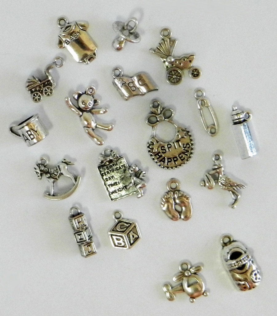 17 BABY CHARMS Birth Charm Baby Shower Charm Baby Charm