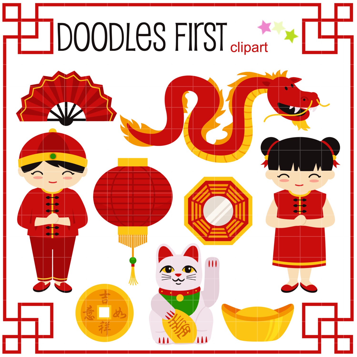 Kung Hei Fat Choi Chinese New Year Digital Clip Art for