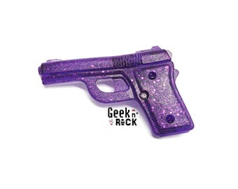 Glitter resin fire pistol gun brooch rebel