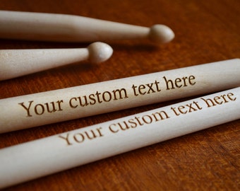 2 Custom Engraved Drumsticks. Playable Maple Wood Drumsticks. Laser Engraved.