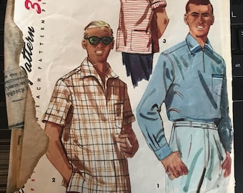Vintage 50s Simplicity 1432 Men's Shirt Pattern