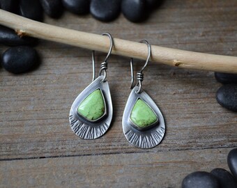 Gaspeite Drop Earrings in Sterling Silver