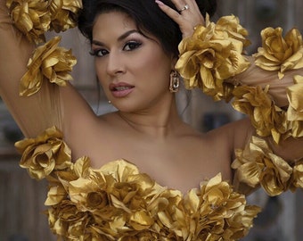 Gold Roses Mesh 90's Inspired Cropped Top