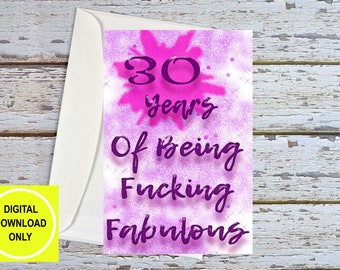 30th Birthday For Friend, 30th Birthday For Her, 30th Birthday Sister, 30th Birthday Card, 30th For Wife, Funny Girlfriend 30th, Printable