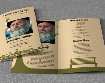 Printable Funeral Program Template | memorial program Template | Photoshop & MS Word Template | Instant Download | FP-173