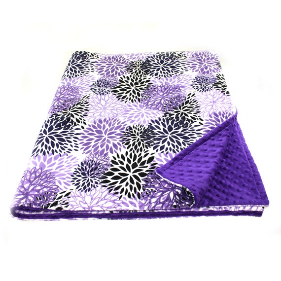 Personalized Baby Blanket / 42 x 55 Minky Blanket Girl, Purple Flower Blanket / Crib Bedding // Purple Baby Blanket / Kids Minky Blanket
