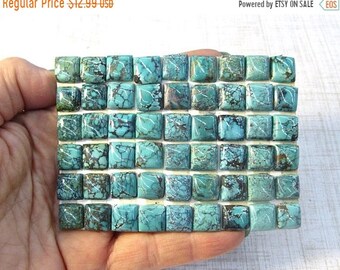 SALE Natural Turquoise Cabochon 10mm Square Cushion Campitos Bisbee Arizona, QTY2, 924A