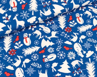 Cotton jersey Crazy Christmas blue-white-red Lillestoff (19.90 EUR/meter)