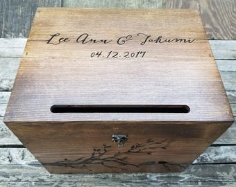 Personalized Card Box with Lock and Key Wedding Card Post Box