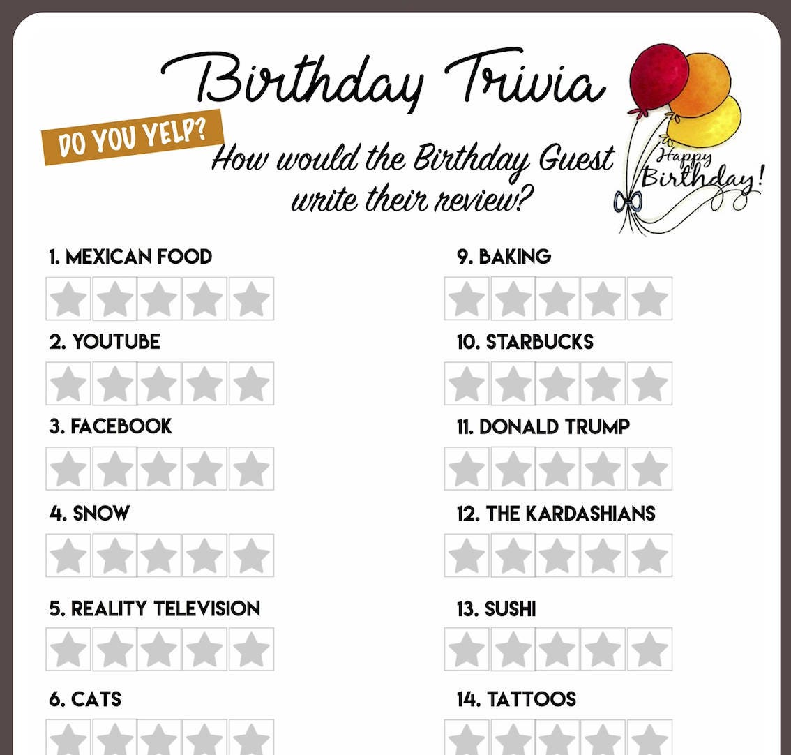 Sample Trivia Questions For Birthday Party If You Are In The Right 