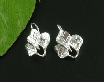 Leaf Charm Silver Ear Hooks 21x15mm 10pcs - Ships IMMEDIATELY from California - EF52