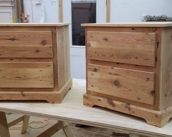 Reclaimed Heartpine Two Drawer Nightstand