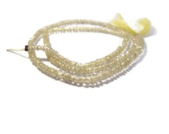 Lemon Quartz Beads, Natural Gemstones, Faceted Rondelles, 13.5 Inch Strand of Stones for Making Jewelry, 2.5mm - 3.2mm (R-Lq3)
