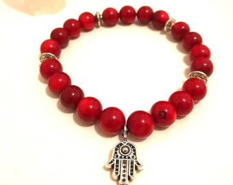 Bracelet For Women, Red Coral Bracelet, Hanza Hand Bracelet, Meditation bracelet, Visualisation Bracelet, Chakra Bracelet,Healing Bracelet