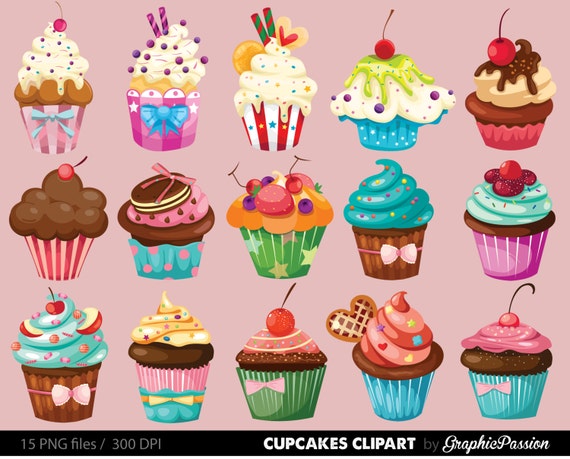 Cupcakes clipart digital cupcake clip art cupcake digital