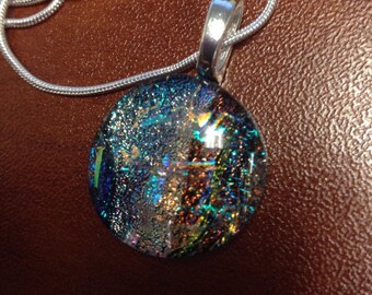 One of a kind dichroic pendant necklace, bohemian jewelry, glass pendant