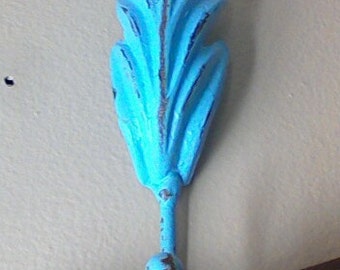 Rustic Blue Cast Iron Wall Hook