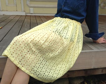 Handmade Yellow Eyelet Skirt