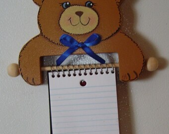 Hand Painted Bear Magnetic Memo Pad Holder