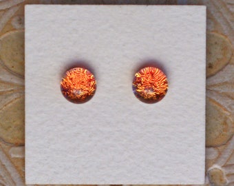 Dichroic Glass Earrings, Light Coral DGE-1176