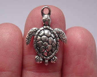 BULK 25 Turtle Charms Antique Silver - BULK67
