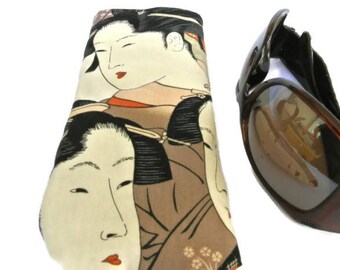 Soft Eyeglasses Case , Oriental Sunglasses Pouch , Reading Glasses Soft Cover , Geisha Eyeglasses Sleeve , Gift for Her , Womens Gift