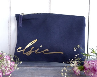 Personalised Make Up Bag - Bridesmaid Proposal Gift - Bridal Party Thank You Gift - Makeup Pouch - Maid of Honor Gift - Any Name Bag